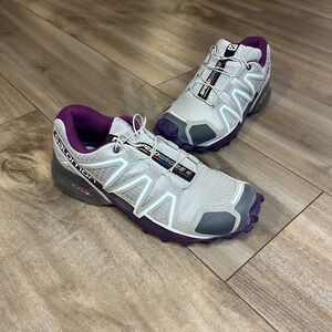 Salomon Speedcross 4 Trail Running Shoes Gray Purple Women's 6
